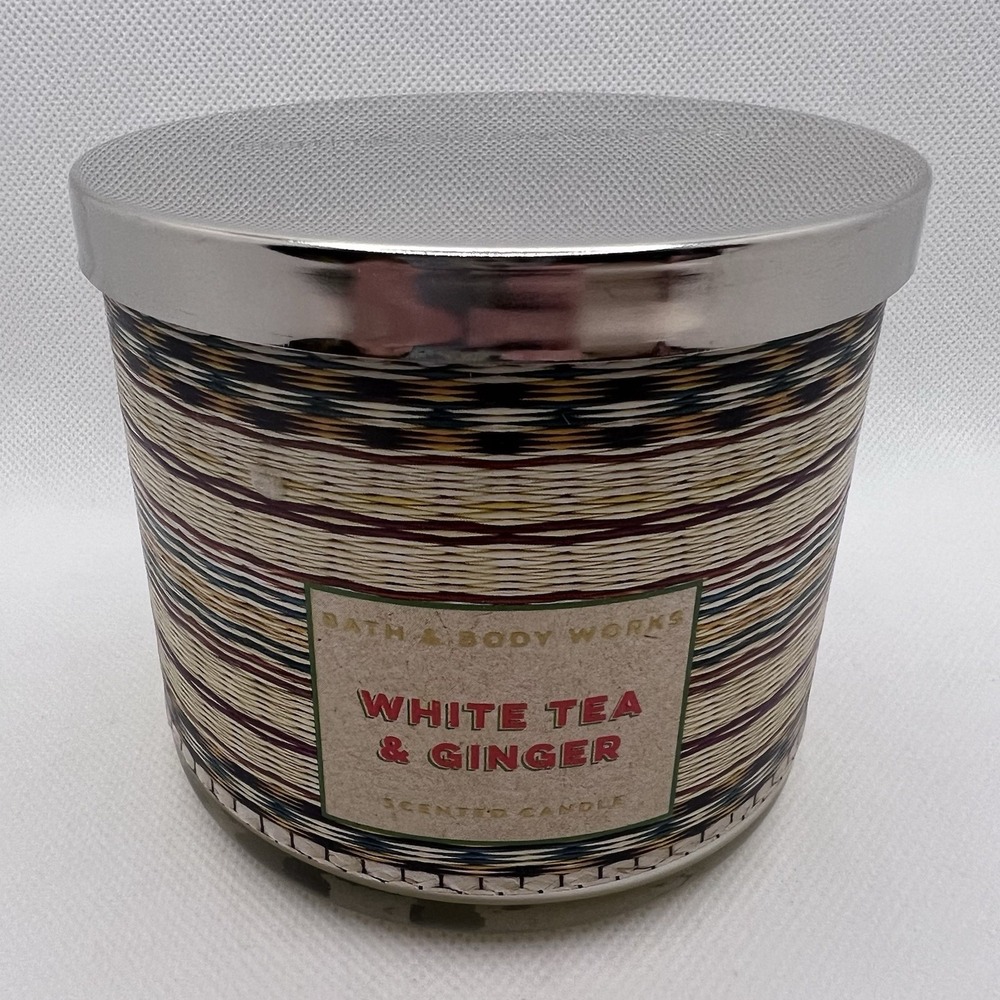 Bath & Body Works White Tea & Ginger 3-Wick Candle 14.5 oz Retired New Rare